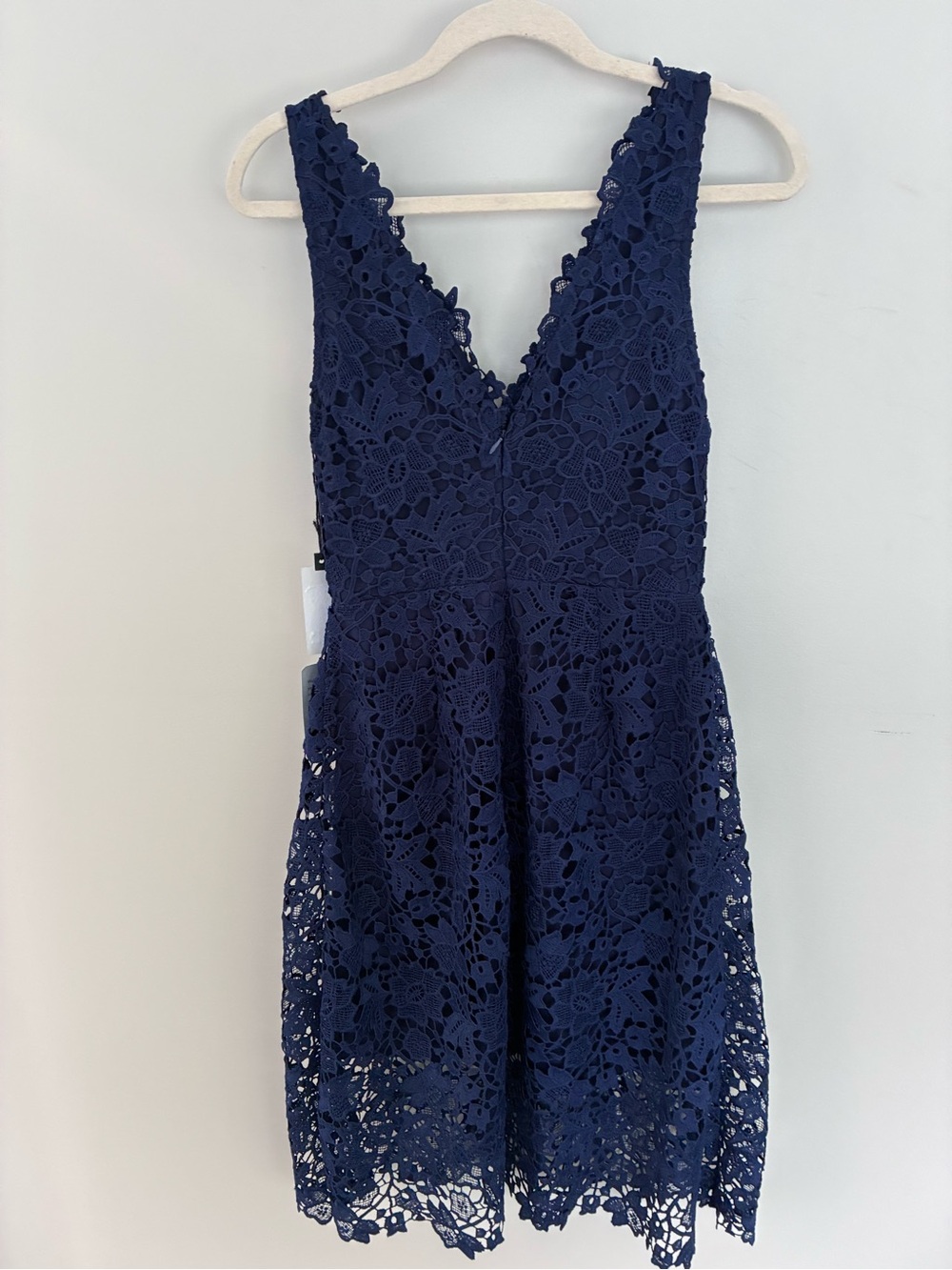 Astr Navy Floral Lace V-Neck Mini Dress